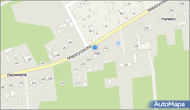 Łuków, Międzyrzecka, 220b, mapa Łuków