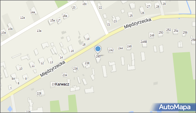 Łuków, Międzyrzecka, 240, mapa Łuków