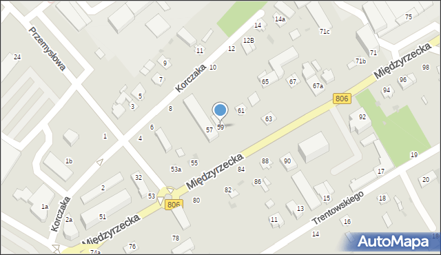 Łuków, Międzyrzecka, 59, mapa Łuków