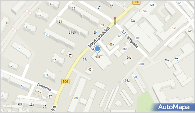 Łuków, Międzyrzecka, 64b, mapa Łuków