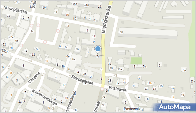 Łuków, Międzyrzecka, 7a, mapa Łuków