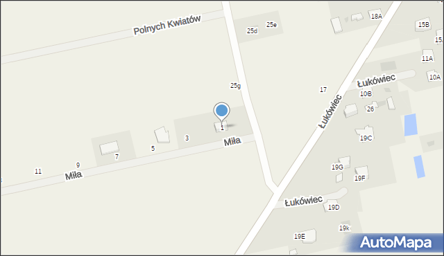 Łukówiec, Miła, 1, mapa Łukówiec