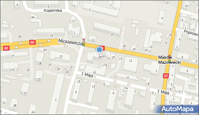 Maków Mazowiecki, Mickiewicza Adama, 19, mapa Maków Mazowiecki