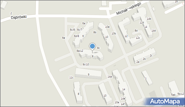 Malbork, Michałowskiego Kazimierza, 8a-d, mapa Malborka