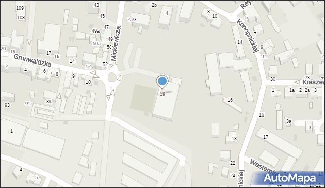 Malbork, Mickiewicza Adama, 59, mapa Malborka