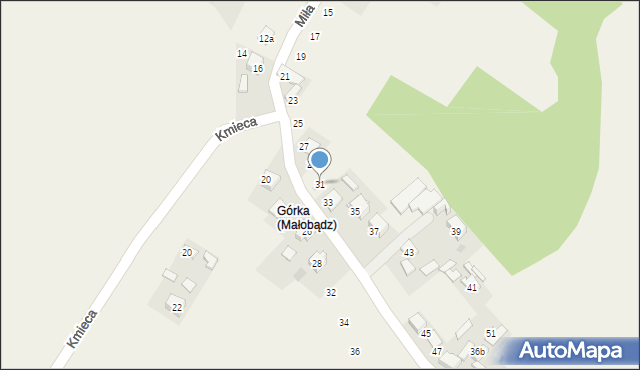 Małobądz, Miła, 31, mapa Małobądz