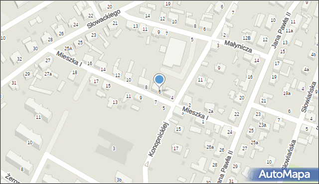 Małomice, Mieszka I, 6, mapa Małomice