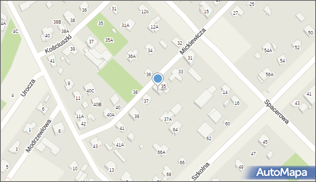 Michałowice, Mickiewicza Adama, 35A, mapa Michałowice