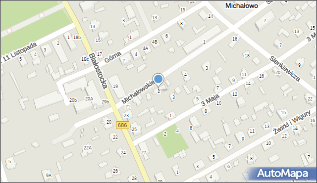 Michałowo, Michałowskiego Seweryna, 2, mapa Michałowo