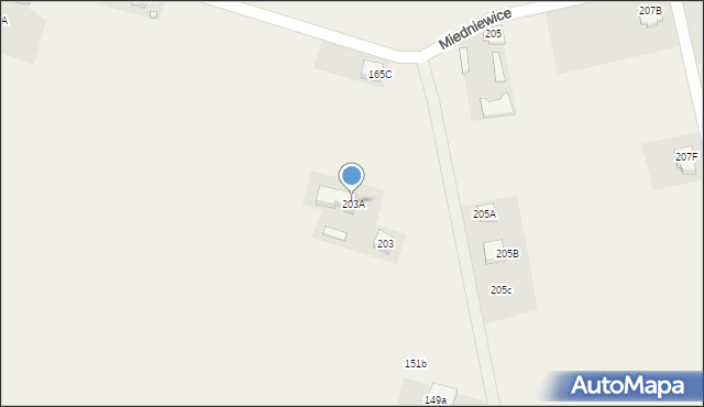 Miedniewice, Miedniewice, 203A, mapa Miedniewice