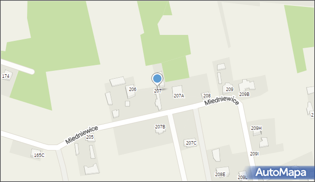 Miedniewice, Miedniewice, 207, mapa Miedniewice