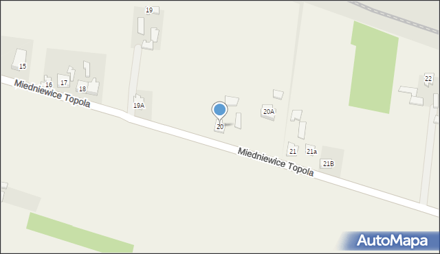 Miedniewice, Miedniewice Topola, 20, mapa Miedniewice