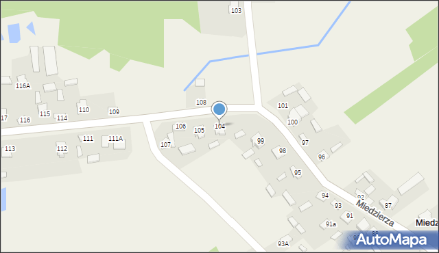 Miedzierza, Miedzierza, 104, mapa Miedzierza