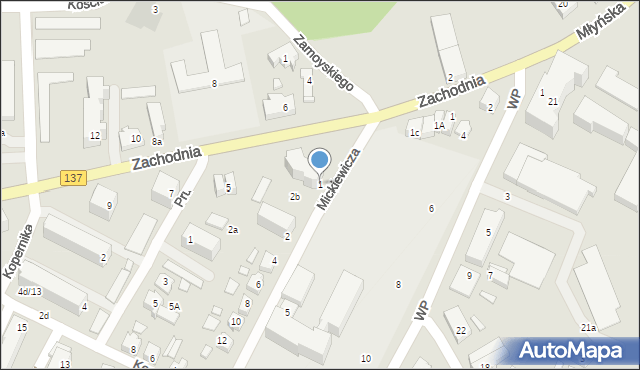 Międzyrzecz, Mickiewicza Adama, 1, mapa Międzyrzecz