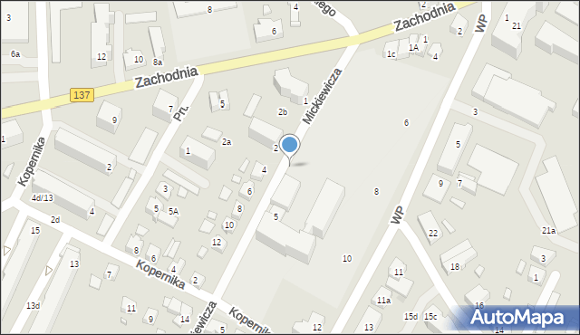 Międzyrzecz, Mickiewicza Adama, 1a, mapa Międzyrzecz