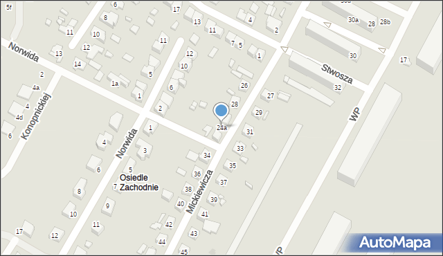 Międzyrzecz, Mickiewicza Adama, 24a, mapa Międzyrzecz