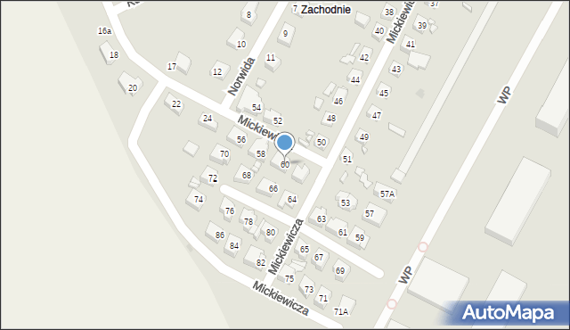 Międzyrzecz, Mickiewicza Adama, 60, mapa Międzyrzecz