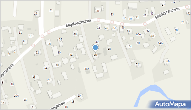 Międzyrzecze, Międzyrzeczna, 40, mapa Międzyrzecze