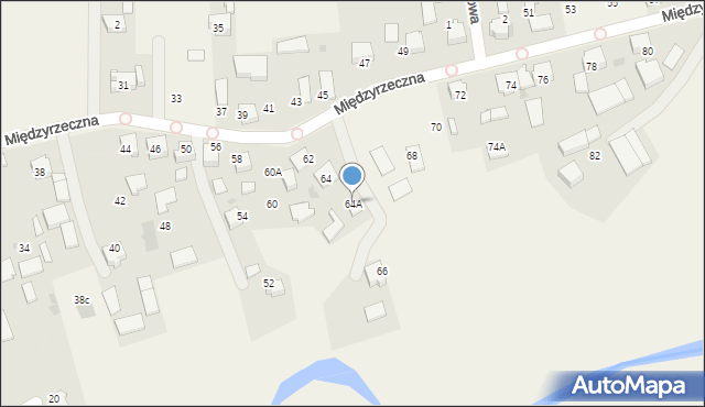 Międzyrzecze, Międzyrzeczna, 64A, mapa Międzyrzecze