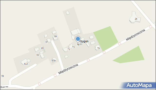Międzyrzecze, Międzyrzeczna, 75, mapa Międzyrzecze