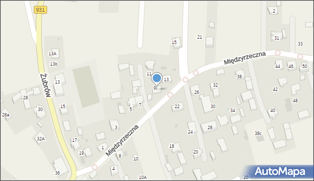 Międzyrzecze, Międzyrzeczna, 9a, mapa Międzyrzecze
