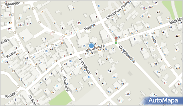 Mielec, Mickiewicza Adama, 24, mapa Mielca