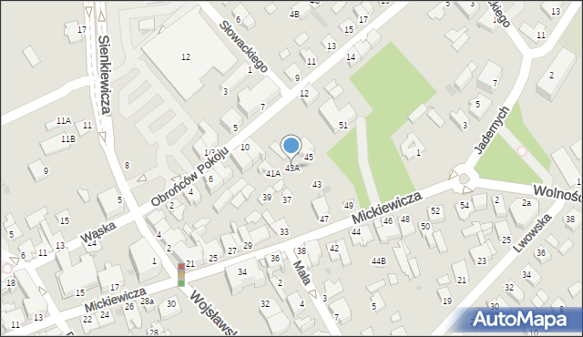 Mielec, Mickiewicza Adama, 43A, mapa Mielca