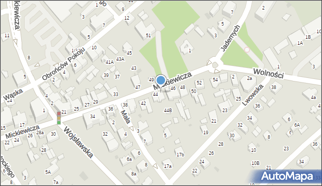 Mielec, Mickiewicza Adama, 44a, mapa Mielca