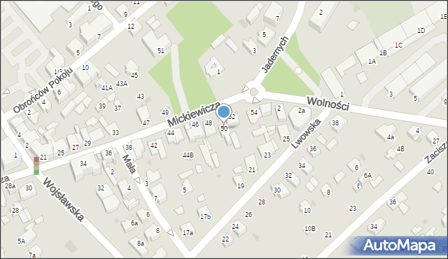 Mielec, Mickiewicza Adama, 50, mapa Mielca