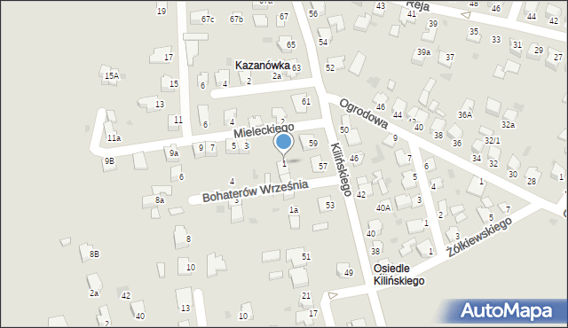 Mielec, Mieleckiego, 1, mapa Mielca