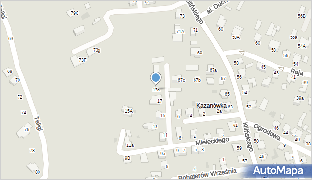 Mielec, Mieleckiego, 17a, mapa Mielca