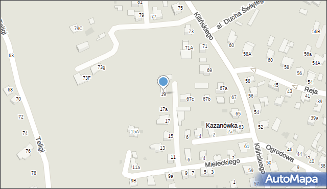 Mielec, Mieleckiego, 19, mapa Mielca