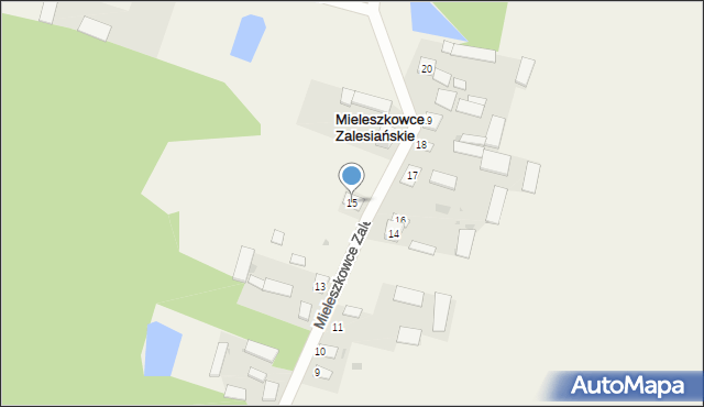 Mieleszkowce Zalesiańskie, Mieleszkowce Zalesiańskie, 15, mapa Mieleszkowce Zalesiańskie