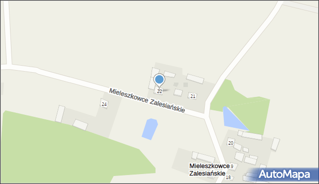 Mieleszkowce Zalesiańskie, Mieleszkowce Zalesiańskie, 22, mapa Mieleszkowce Zalesiańskie