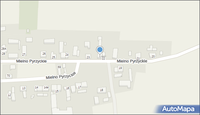 Mielno Pyrzyckie, Mielno Pyrzyckie, 22a, mapa Mielno Pyrzyckie