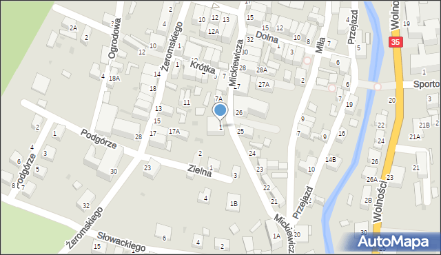 Mieroszów, Mickiewicza Adama, 1, mapa Mieroszów