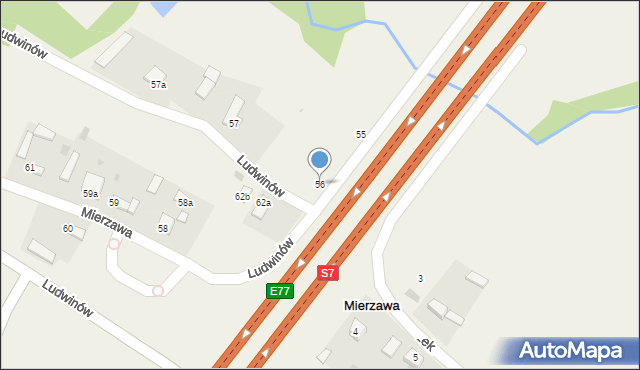 Mierzawa, Mierzawa, 56, mapa Mierzawa