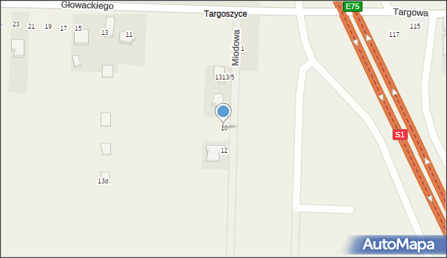 Mierzęcice, Miodowa, 10, mapa Mierzęcice