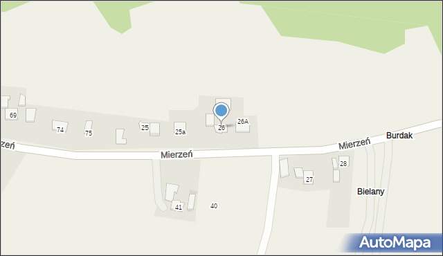 Mierzeń, Mierzeń, 26, mapa Mierzeń
