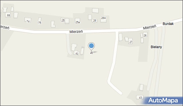 Mierzeń, Mierzeń, 40, mapa Mierzeń