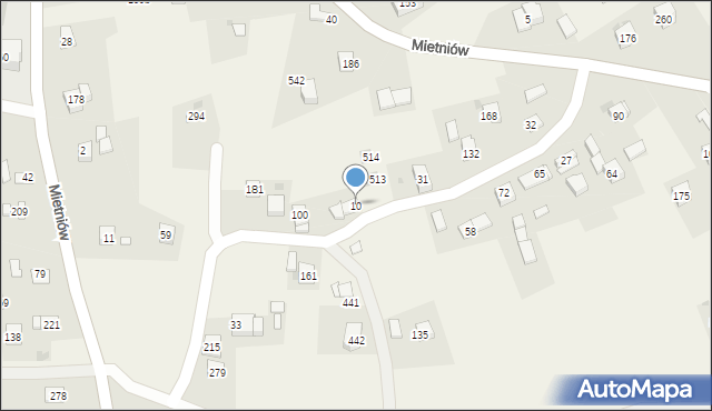 Mietniów, Mietniów, 10, mapa Mietniów
