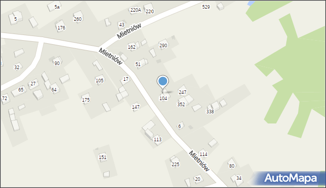 Mietniów, Mietniów, 104A, mapa Mietniów