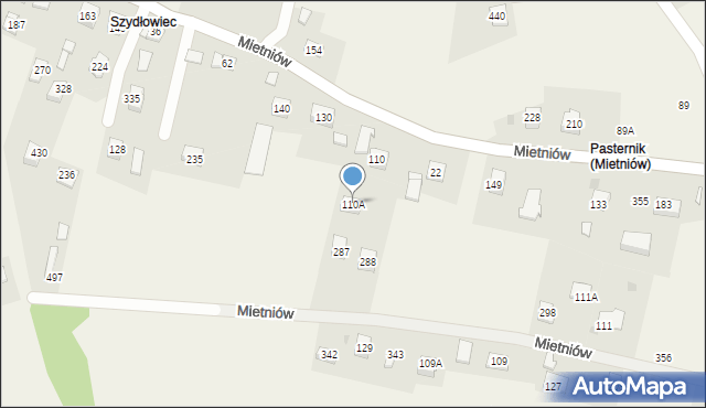 Mietniów, Mietniów, 110A, mapa Mietniów
