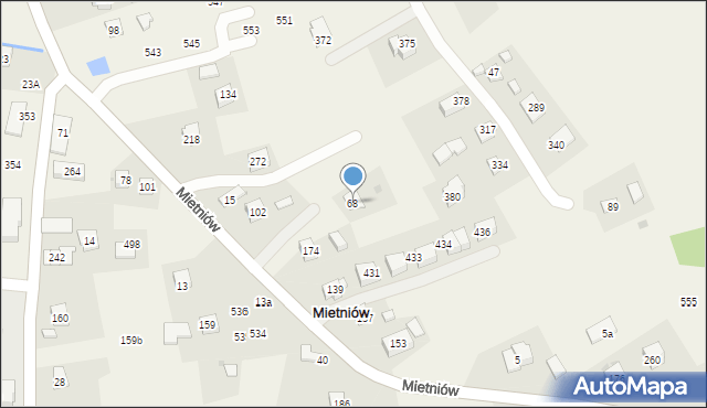 Mietniów, Mietniów, 68, mapa Mietniów