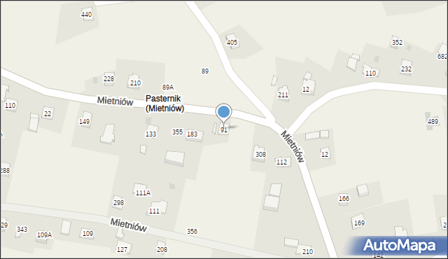Mietniów, Mietniów, 91, mapa Mietniów