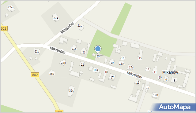 Mikanów, Mikanów, 20, mapa Mikanów