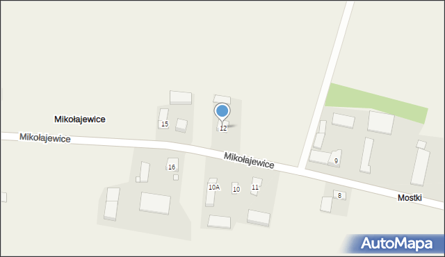 Mikołajewice, Mikołajewice, 12, mapa Mikołajewice