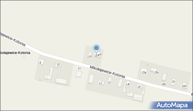Mikołajewice, Mikołajewice-Kolonia, 11A, mapa Mikołajewice