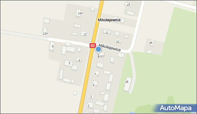 Mikołajewice, Mikołajewice, 8, mapa Mikołajewice