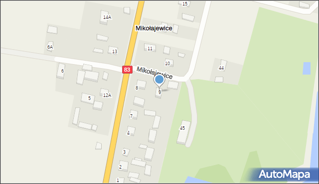 Mikołajewice, Mikołajewice, 9, mapa Mikołajewice